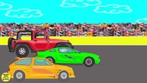 Courses de voitures. Des voitures, Des dessins animes pour enfants.