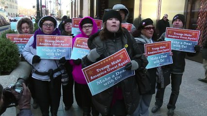 Vegas Trump workers protest in NYC for union contract