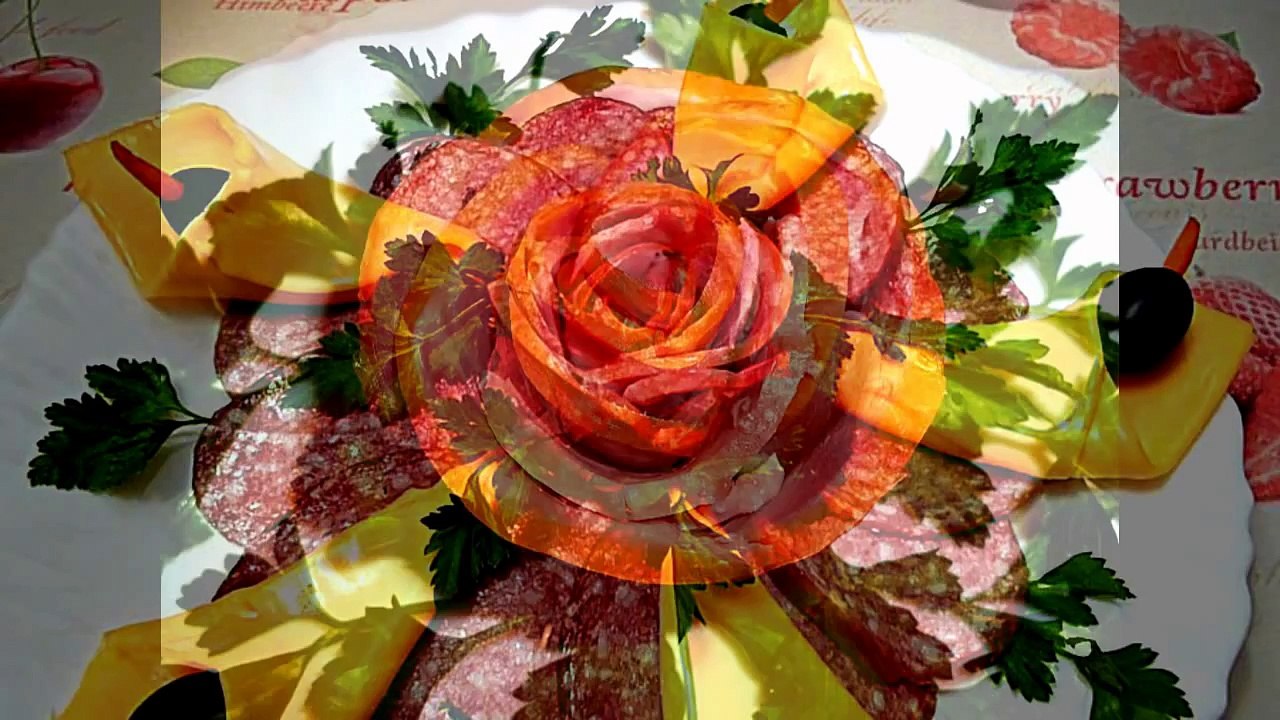 Украшения из сыра и ветчины! Украшение тарелки! Decoration of cheese and ham!