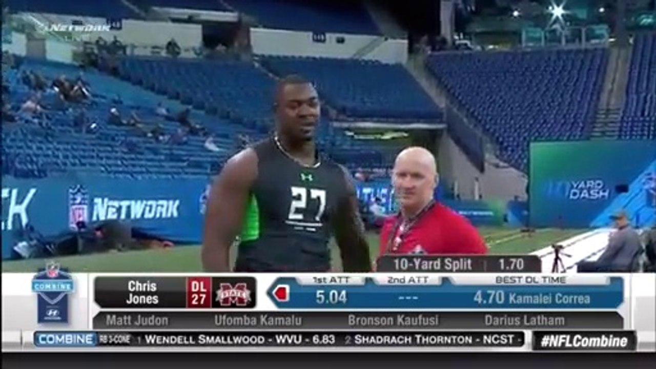 Chris Jones Defensive Lineman Crashes Out Of NFL Combine 40Yard Dash