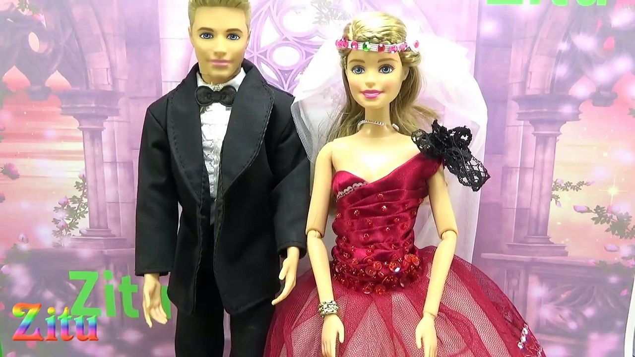 Đồ chơi trẻ em Bé Na & Búp bê Barbie Ken tập 16 Xe hoa Wedding car Doll Kids to