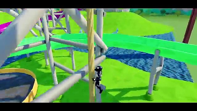 Spiderman & Black Spider-man ride their bikes & have Fun in Toboggan + race with Disney Cars Mcqueen 2016