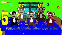Fünf kleine Affen Sing mit (Karaoke Version) mit Text am Monitor Yleekids Deutsch