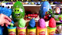 Play Doh Surprise Easter Eggs Giant Angry Birds Marvel Avengers Disney Pixar Cars Cookie Monster