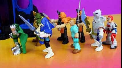 Imaginext Warrior Ninjas and Playskool Doctor Doom try to capture Batman at Batcave