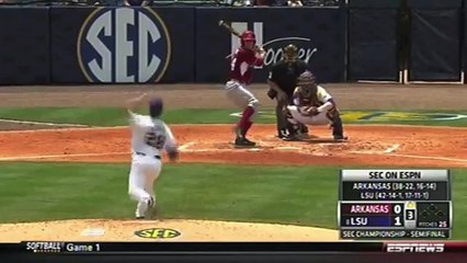 Guy takes a baseball to the face, teammate catches it for the out.