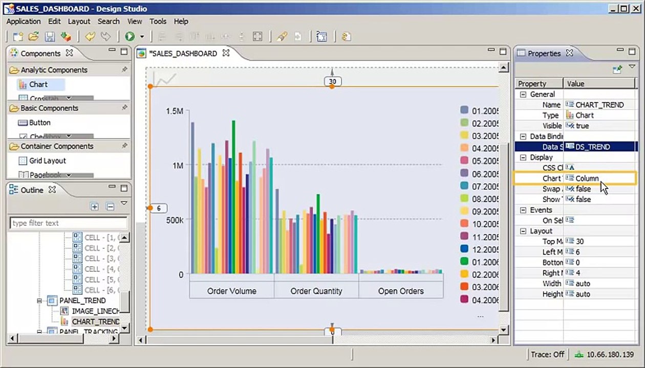 Define the Properties for a Chart in an Application SAP BusinessObjects Design Studio 1.1