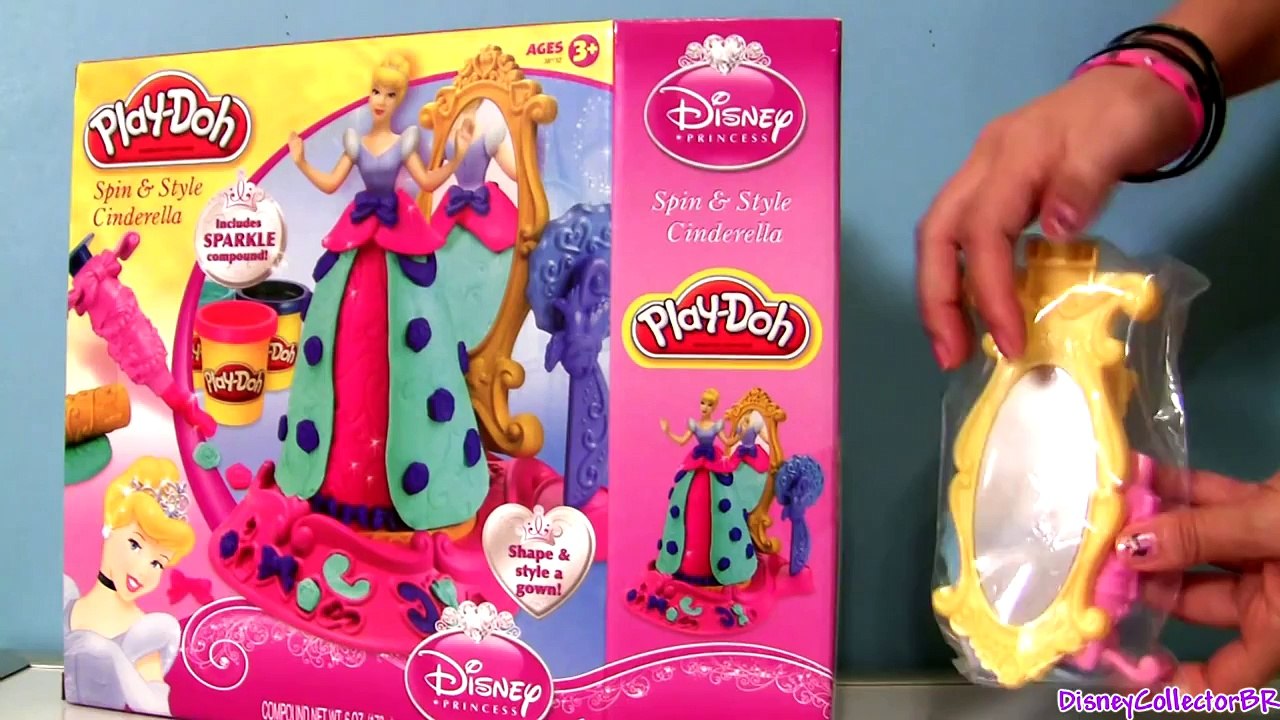 Play Doh Sparkle Spin & Style Disney Princess Cinderella with Sparkling Play Doh con Brilho Glitter