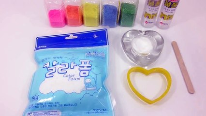 레인보우 반짝이 액체괴물 하트 아이스크림 만들기 점토 How To Make Ra