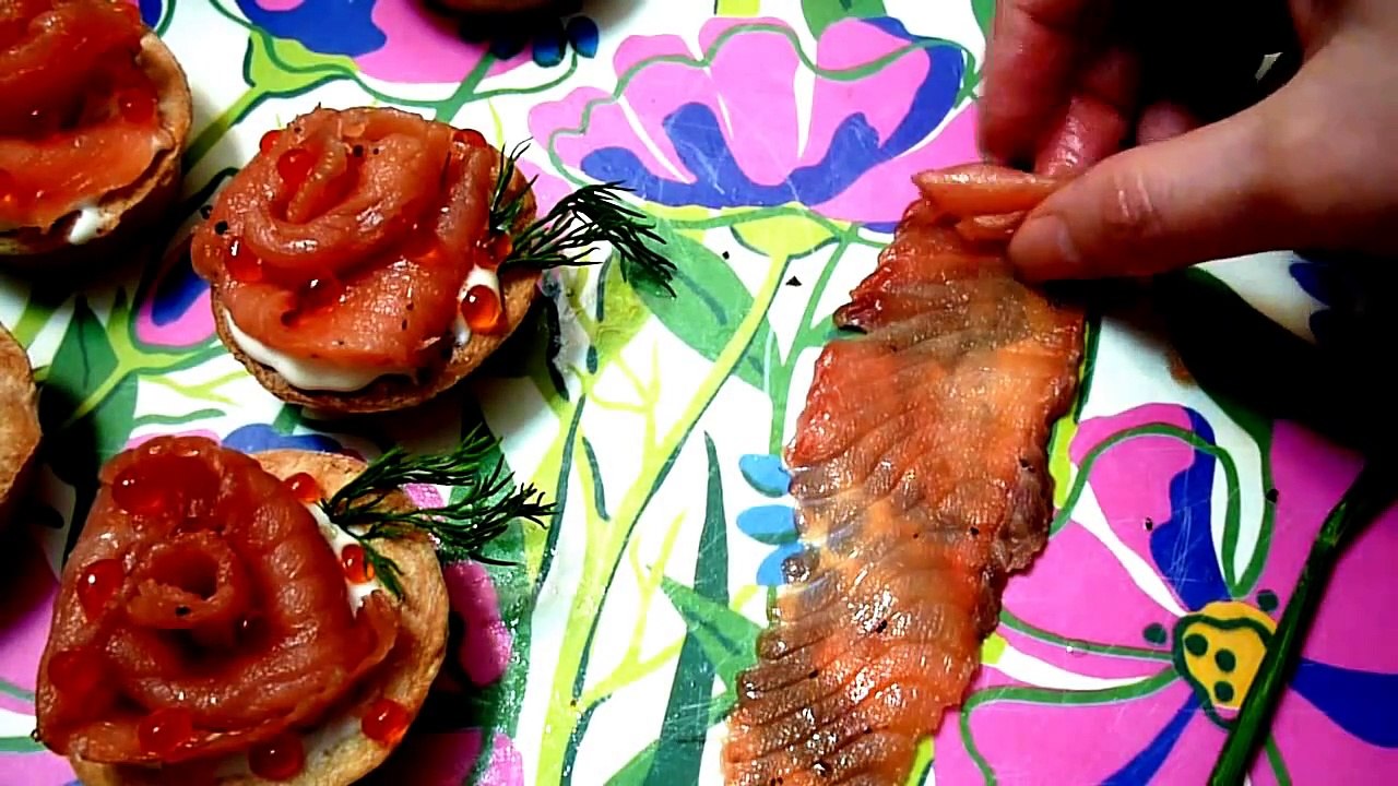 Цветы из красной рыбы! Украшения из рыбы. Decoration of Fish. Flower of Fish