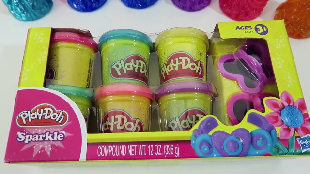Play Doh Sparkle Dresses Disney Princess Elsa Anna Cinderella Rapunzel MagiClip Glitter Dolls!