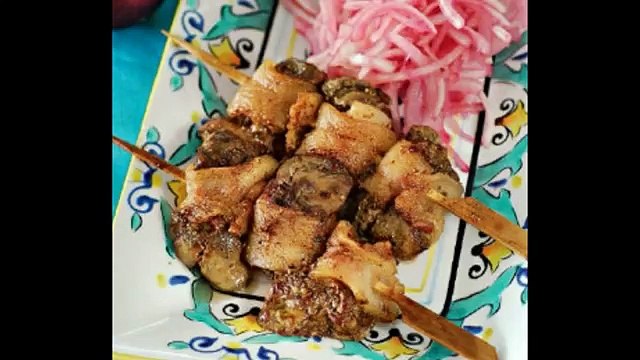 Шашлык из куриной печени по японски