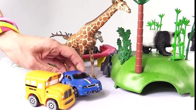 Voitures. Zoo. Dessin animé éducatif pour enfants. Speedy et Bussy visitent le Zoo: animaux sauvages Dessins Animés Pour Enfants
