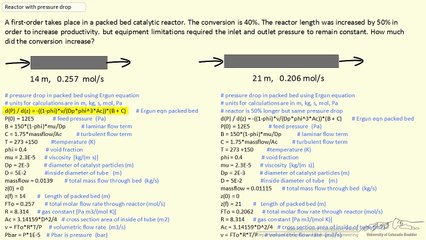 Pressure Drop in a Packed Bed Reactor (POLYMATH)