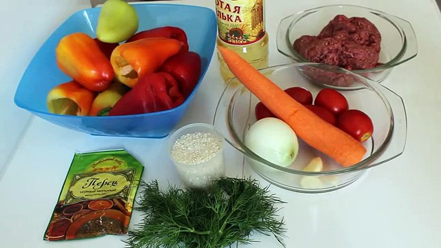 Вкусные фаршированные перцы с рисом, фаршем и овощами в мультиварке