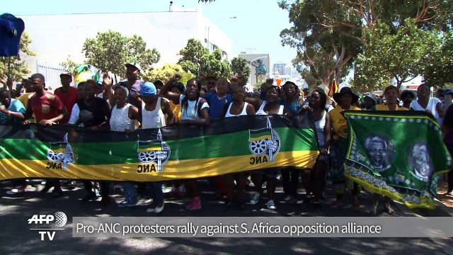 Pro-ANC protesters demonstrate against S.Africa opposition