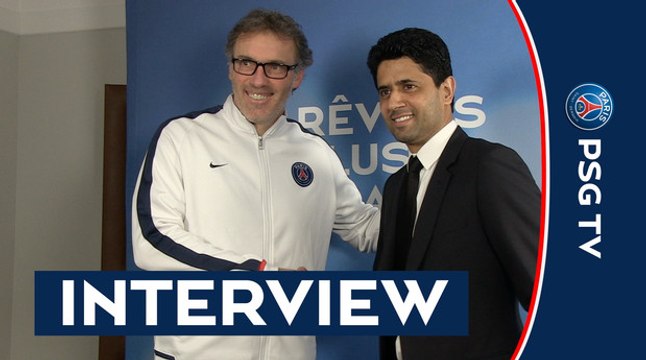 Nasser Al-Khelaïfi and Laurent Blanc reactions