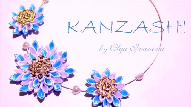 ❄Канзаши Мастер- Класс Колье Снежинка - KANZASHI - DIY