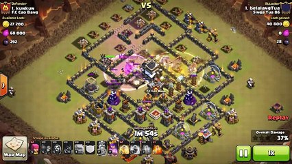 3 Stars Clan War (TH9 VS TH9)- GOWIHO Attack Strategy (Singa Tua