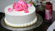 Basic Rose Swirl Cake With Whipped cream frosting Tutorial video