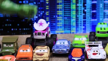 Disney Cars at the Blaze and the Monster Machines Monster Dome Track Playset vs the Hot Wh