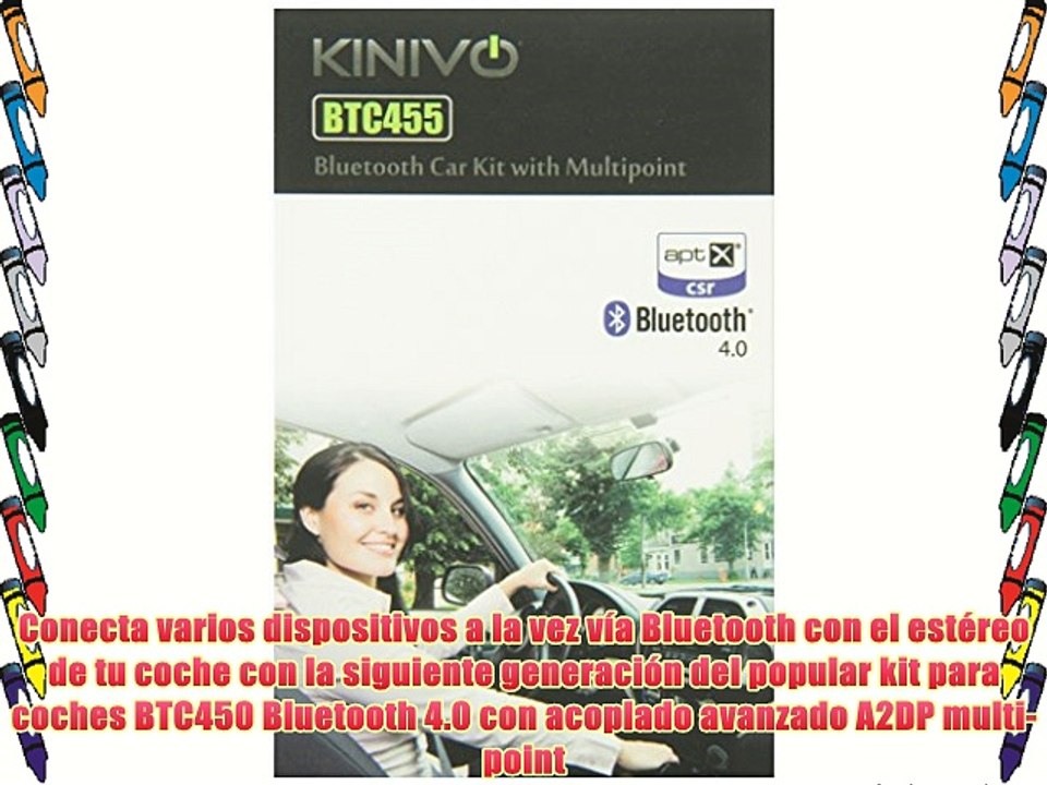 Kinivo BTC450 Bluetooth manos libres Kit de coche para coches con entrada AUX jack de 3.5 mm
