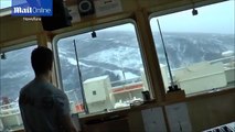 Terrifying footage shows on-board ship in North Sea storm