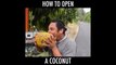Voilà comment les vrais hommes ouvrent une noix de coco! Avec les dents