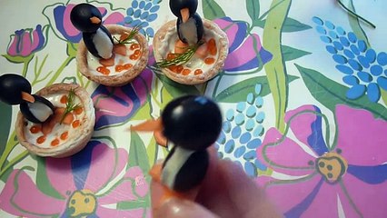 Пингвины и снеговики. Закуски. Как красиво оформить стол. Украшения из продуктов
