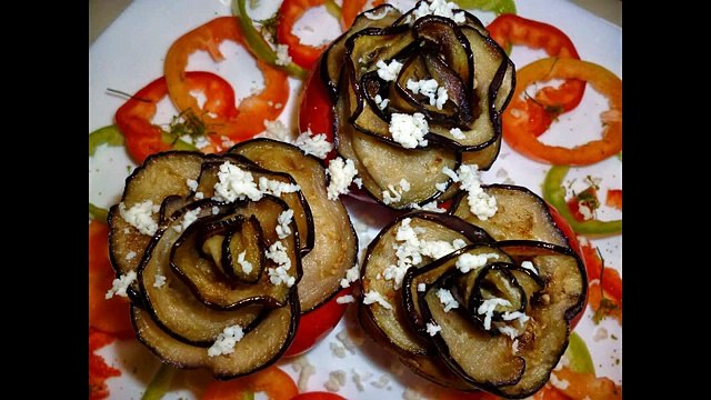 Розы из баклажана. Фаршированные помидоры. Как красиво оформить закуску. Decoration Of Vegetables