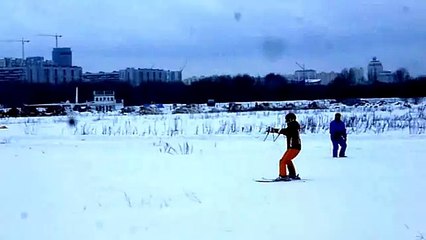 Парашют и лыжи, как правильно кататься !