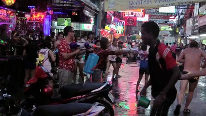 WATER FESTIVAL WALKING STREET OUTSIDE THE FROG BAR IN PATTAYA THAILAND