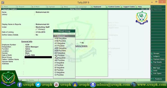 Lecture 32 How to creat employee list in tally in hindi urdu