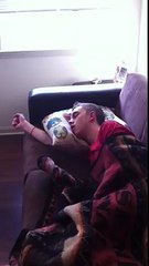 Hungover and getting water thrown in my face.