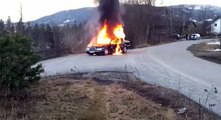 Firefighters VS crazy car on fire - Unexpected end