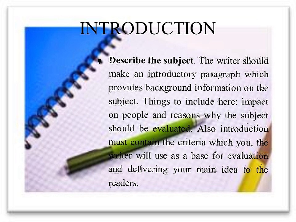 Evaluation Essay Outline