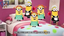 Five little minions jumping on the bed