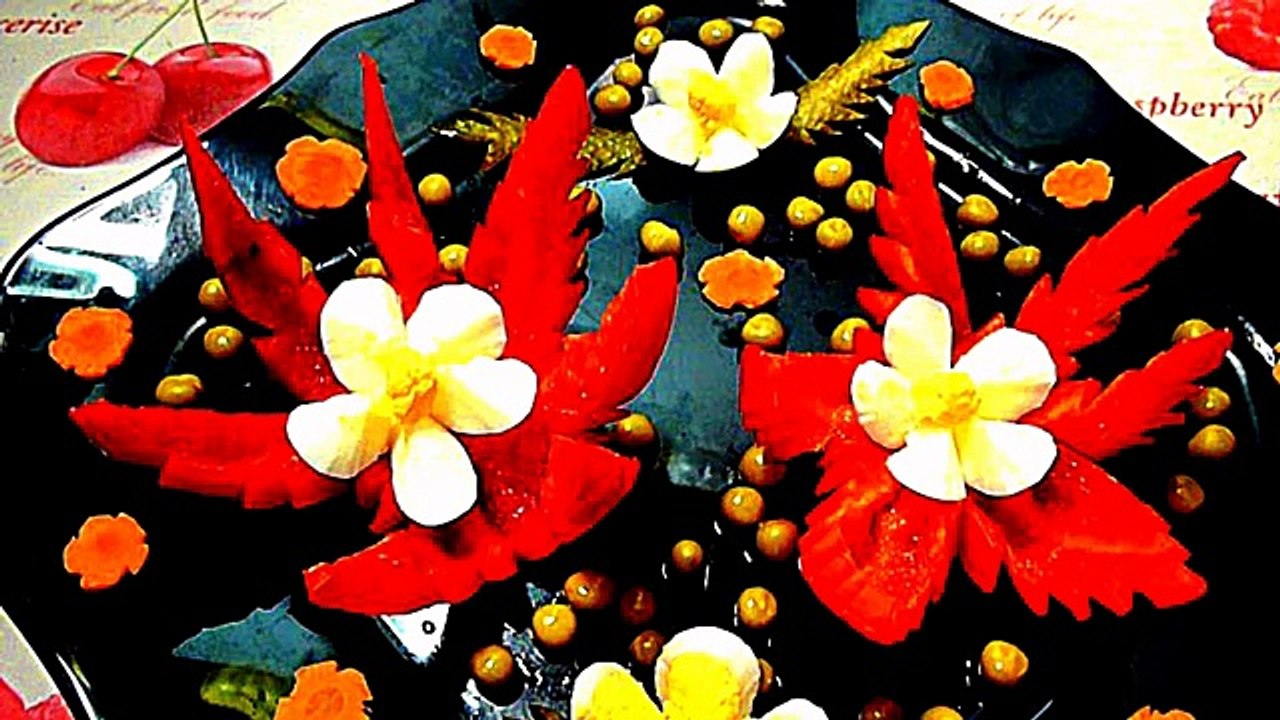 Цветы из перца! Flowers of pepper! Украшения из овощей! Decoration of vegetables!