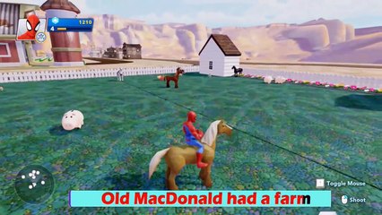 Disney Spiderman & Donald Duck Farm Gameplay - Disney Infinity Nursery Rhymes Song with Lyrics