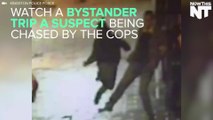 Bystander Trips Suspect Fleeing From The Cops