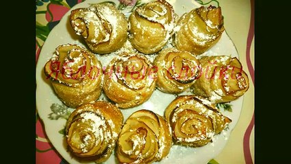 Яблочные слойки Розочки Блюда из слоеного теста