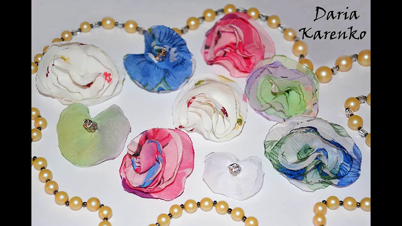 DIY Цветы из органзы на пинах для украшений. Мастер класс - Flowers of organza on pinah