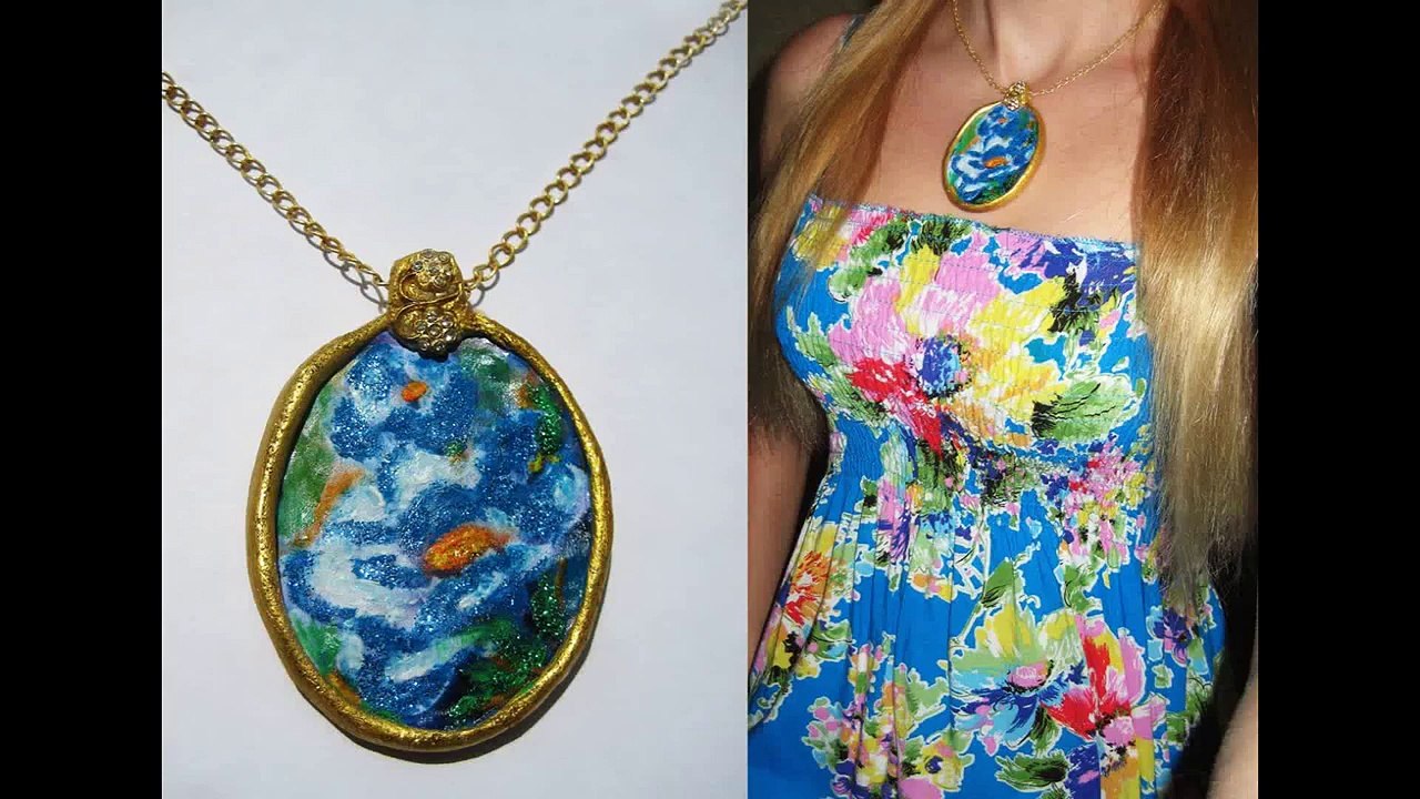 DIY Красивый кулон. Папье-маше.Мастер-класс - Jewelry papier-mache - Paper jewelry - Paper crafts