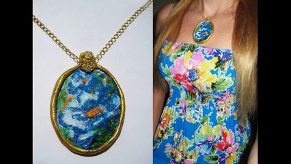DIY Красивый кулон. Папье-маше.Мастер-класс - Jewelry papier-mache - Paper jewelry - Paper crafts