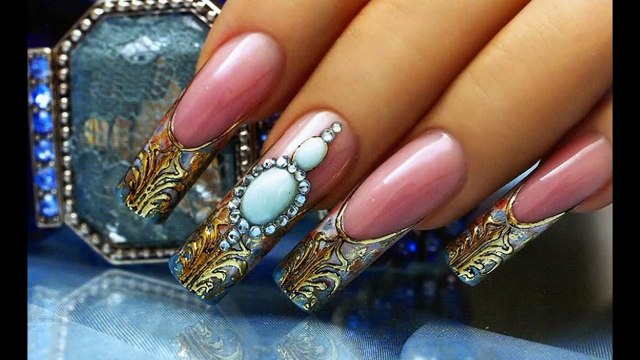 дизайн ногтей жидкие камни фото