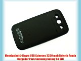 Mondpalast@ Negra USB Externos 3200 mah Batería Funda Cargador Para Samsung Galaxy S3 SIII