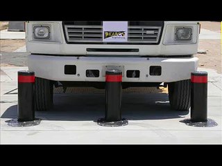 Anti terrorist truck crash into strong bollards