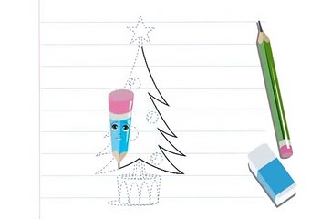 Cours animés de dessin Dessiner un sapin de Noël