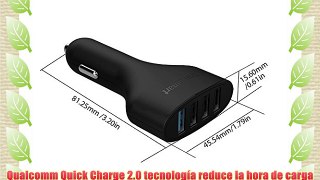 Tronsmart Quick Charge 2.0 - Cargador de coche (4 puertos 54 W Qualcomm certificado) para smartphones