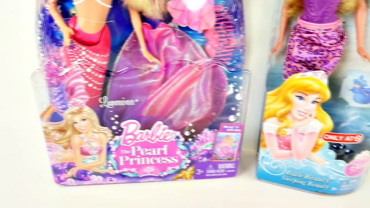 BARBIE Pearl Princess Mermaid 2-in-1 Dolls Color Changer Bath Beauty Disney Princess Sleeping Beauty
